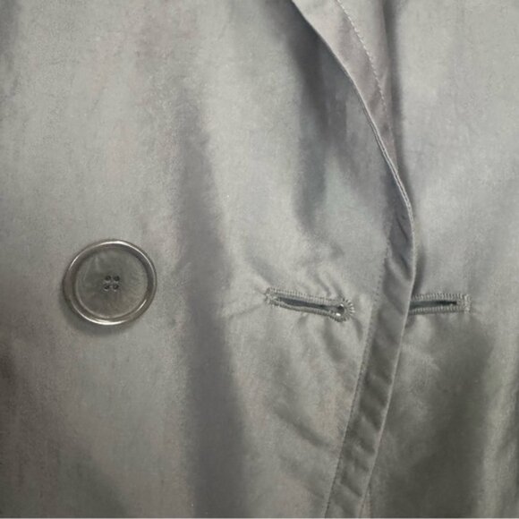 Akris Punto Trench Coat Lightweight Belt Midi Classic Pockets Silver Minimalist - Picture 14 of 16